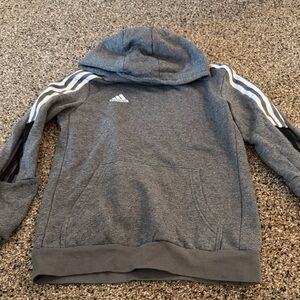 Adidas Charcoal Hoodie with White Accents